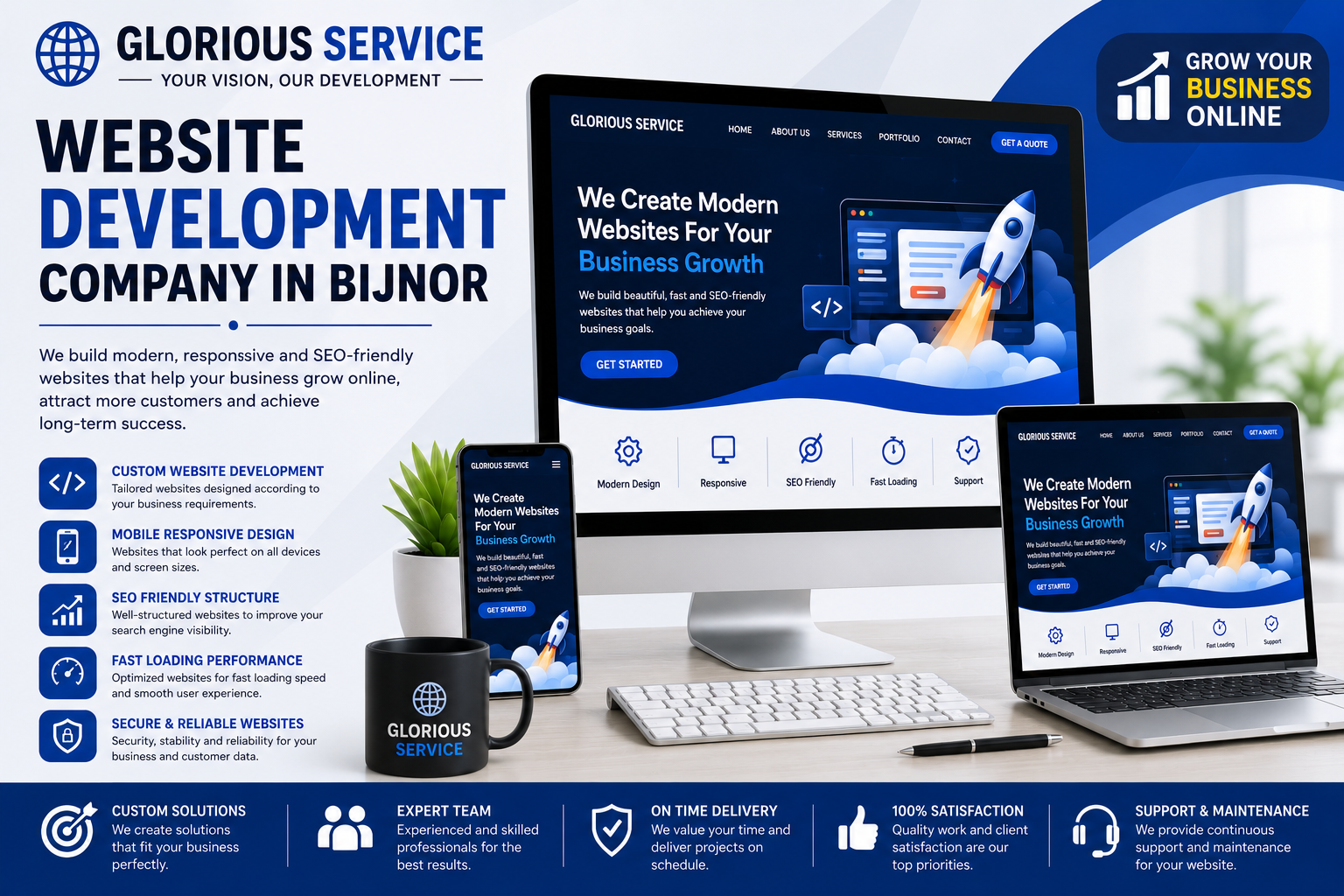 Website Development Company in Bijnor –  Glorious Service 🌐🚀